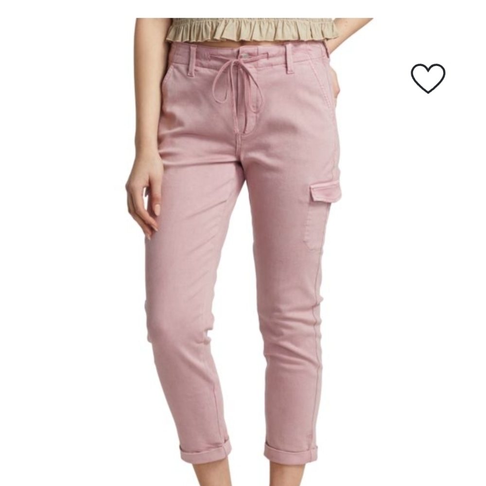NWT PAIGE CHRISTY VINTAGE GARDEN ROSE PINK DENIM HIGH RISE CARGO JEANS SIZE 10